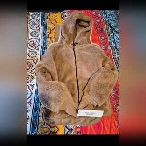 Calvin Klein Beige Teddy Zip Hoodie